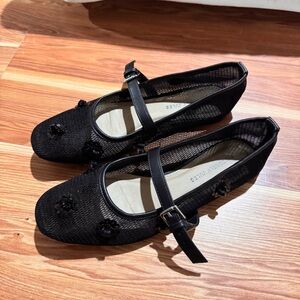 Sincerely Jules Black Mesh Ballet Flats w/Sequin Flowers Women’s Size 6 1/2